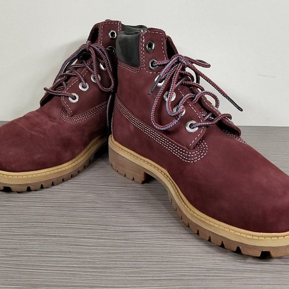 Timberland Premium Waterproof Leather Boot, Dark Port, Little Kid Size 13.5 / 32 - Picture 4 of 10